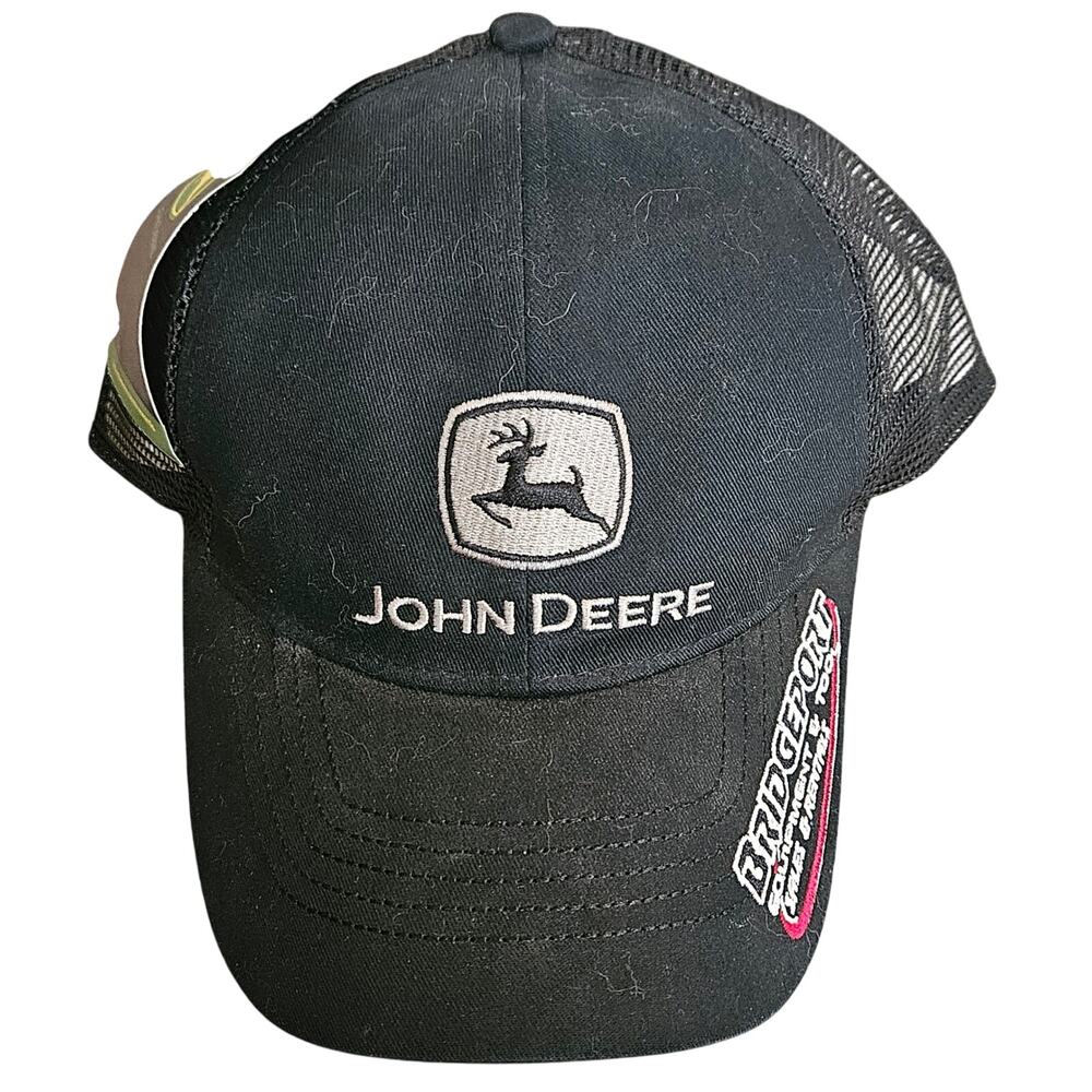 John Deere Snapback Trucker Hat Embroidered Bridgeport Equipment Logo On Brim